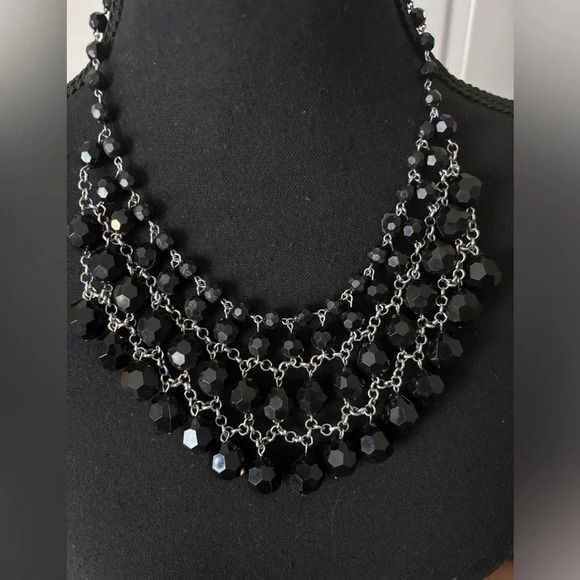 Handmade | Ornate Beaded  Black Statement Necklace - Picture 3 of 4
